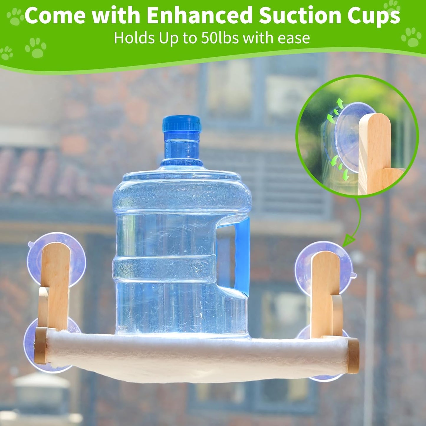 Cat Window Perch with Wooden Frame – Aloxina Foldable Cat Hammock Bed for Indoor Cats, Soft Rabbit Fur Cover, Washable, Strong Suction Cups, No Drilling, Supports Large Cats