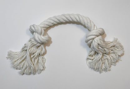 Big TUG Dog Toy. Heavy Duty Cotton Dog Toy, Made with Massive 1-1/2" Rope. White Double Knotted Tug Toy, Extra Large Size for Strong Dogs, Durable Braided Chew Rope with Frayed Ends.