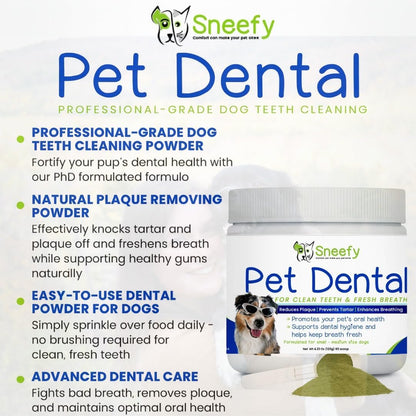 Dog Dental Care Powder - Natural Dog Teeth Cleaning & Breath Freshener | Herbal Blend + Probiotics Lab Tested Oral Care Formula for Fresh Breath & Clean Teeth | Oral Health Supplement (60 Servings)