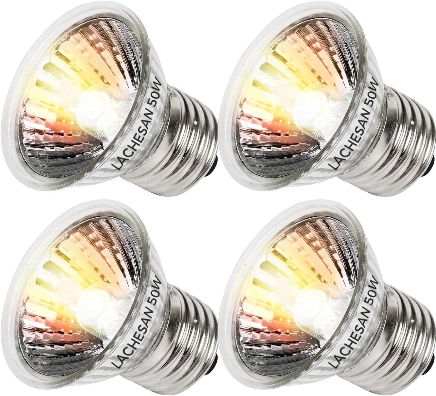 4-Pack 50W UVA Bulbs, Fit E26 Heat Reptile Lamp, Light Turtle Heat Lamp for Reptiles and Amphibian Tanks, Terrariums and Cages, Works with Various Lamp Fixtures