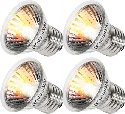 4-Pack 50W UVA Bulbs, Fit E26 Heat Reptile Lamp, Light Turtle Heat Lamp for Reptiles and Amphibian Tanks, Terrariums and Cages, Works with Various Lamp Fixtures