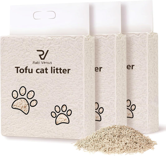 Tofu Cat Litter - Strong Clumping, Ultra Absorbent, Odor Control, Flushable, Low Tracking, Low Dust Tofu Litter Pellets - 3 Packs/18LB (Original Flavor)