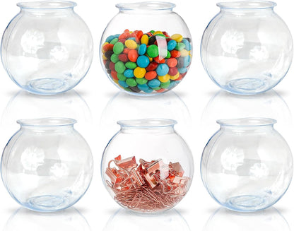 Fish Bowls For Drinks - 6 Pack - 16 Oz - BPA-Free Small Plastic Ivy Bowls For Crafts, Mini Fish Bowls Unbreakable, Candy Dishes for Party Centerpieces, Carnival Fishing, Home Decor…