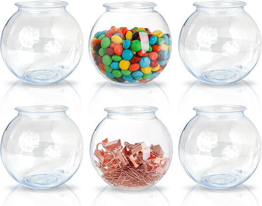 Fish Bowls For Drinks - 6 Pack - 16 Oz - BPA-Free Small Plastic Ivy Bowls For Crafts, Mini Fish Bowls Unbreakable, Candy Dishes for Party Centerpieces, Carnival Fishing, Home Decor…
