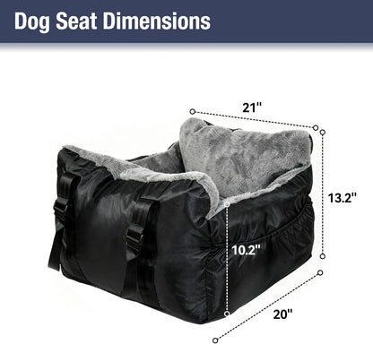 Dog Car Seat for Small Dogs,Double-Sided Washable Portable Travel Bed with Detachable Design, Black - Gray Handbag,Style Booster Seat(Under 25 Lbs)