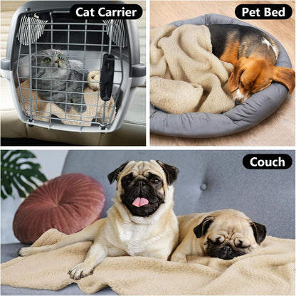 furrybaby 2-in-1 Puppy Blankets for Small Dogs - Premium Super Soft Sherpa & Fleece Dog & Cat Bed Blankets - Washable & Portable - Beige (24"x32")