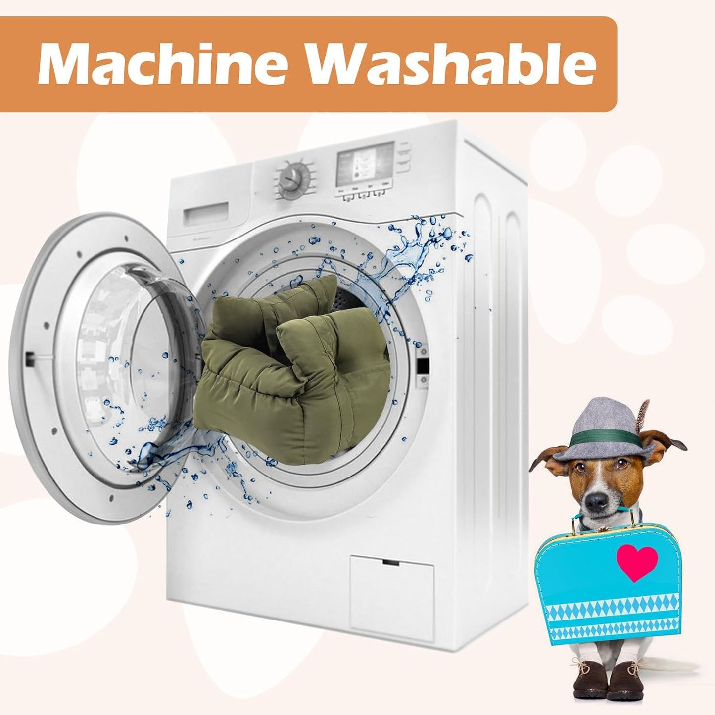 Small Dog Car Seat Up to 15lbs - Pet Travel Bed Booster with Storage, Safety Tether, Anti-Slip Bottom for Cars(Green)