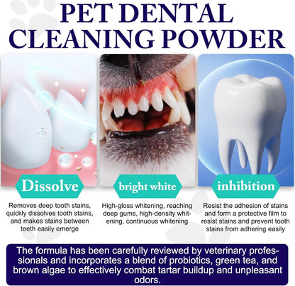 Dog Dental Powder - Dog Teeth Cleaning Powder - Tartar & Plaque Reducer - Bad Breath Solution - Easy Teeth Cleaning for Small, Medium, Large Dogs & Cats