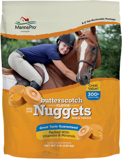 Manna Pro Bite-Size Nuggets for Horses, Butterscotch Flavored Horse Training Treats, Reward and Bond with Your Horse, Promotes Positive Reinforcement, 4 Pound Bag