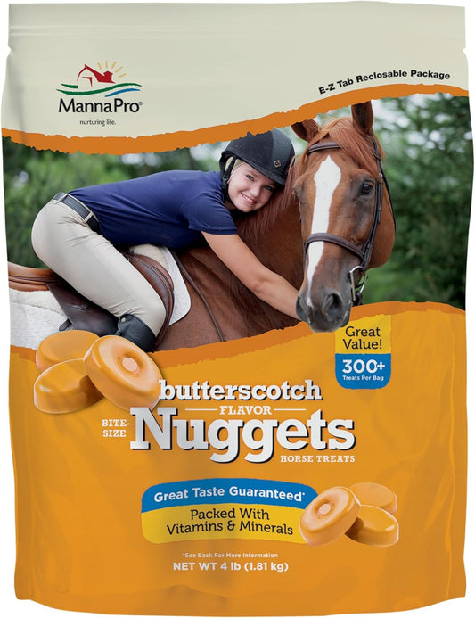 Manna Pro Bite-Size Nuggets for Horses, Butterscotch Flavored Horse Training Treats, Reward and Bond with Your Horse, Promotes Positive Reinforcement, 4 Pound Bag