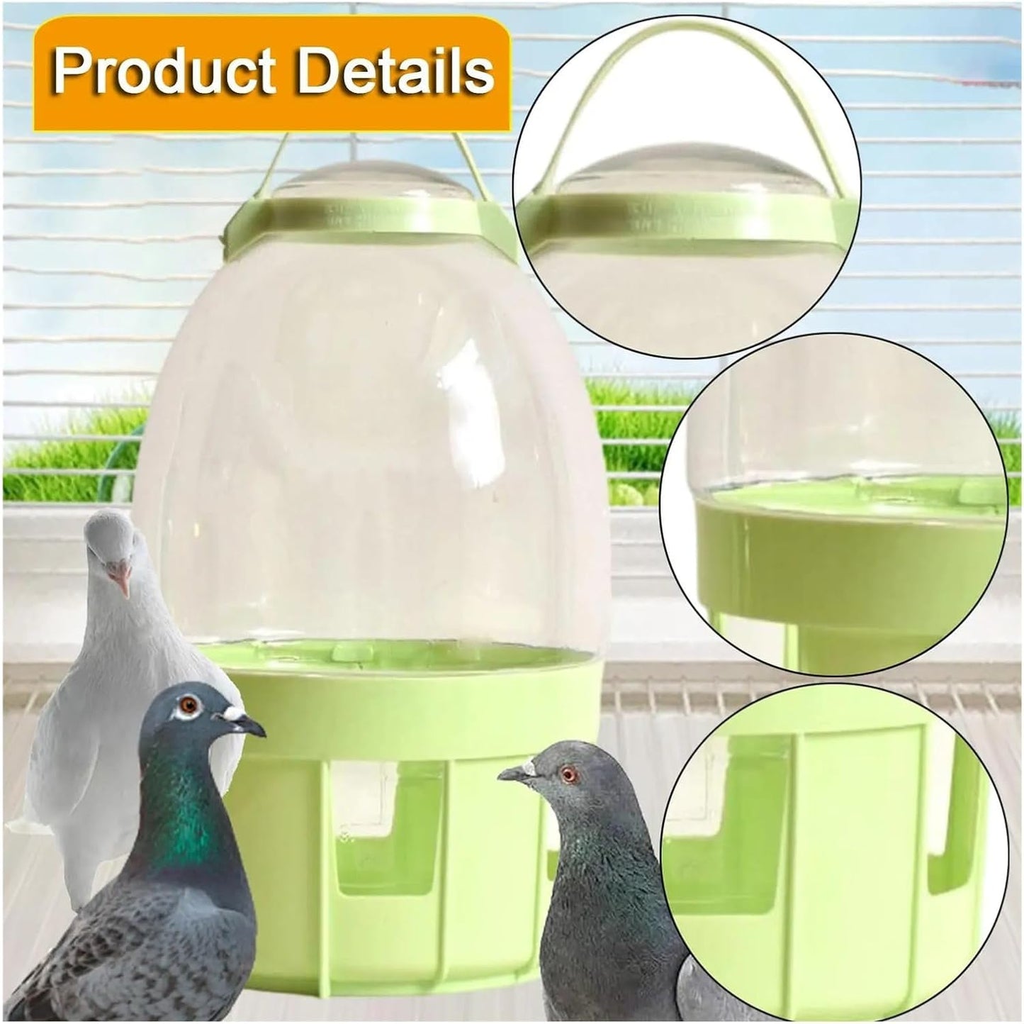 Bird Feeder, Pigeon Water Dispenser, Bird Feeder and Waterer, Pet Bowl, Bottle for Hamster,for Garden(10L)