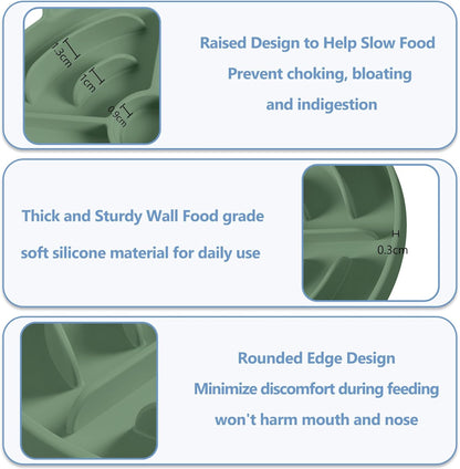 MateeyLife 2 Pcs Silicone Slow Feeder Cat Bowl, Puzzle Feeder Cat Food Dish, Non-Slip Silicone Bowl for Cats, Suitable for Dry and Wet Foods, Kitty Bowls to Slow Down Eating, Prevent Overeating