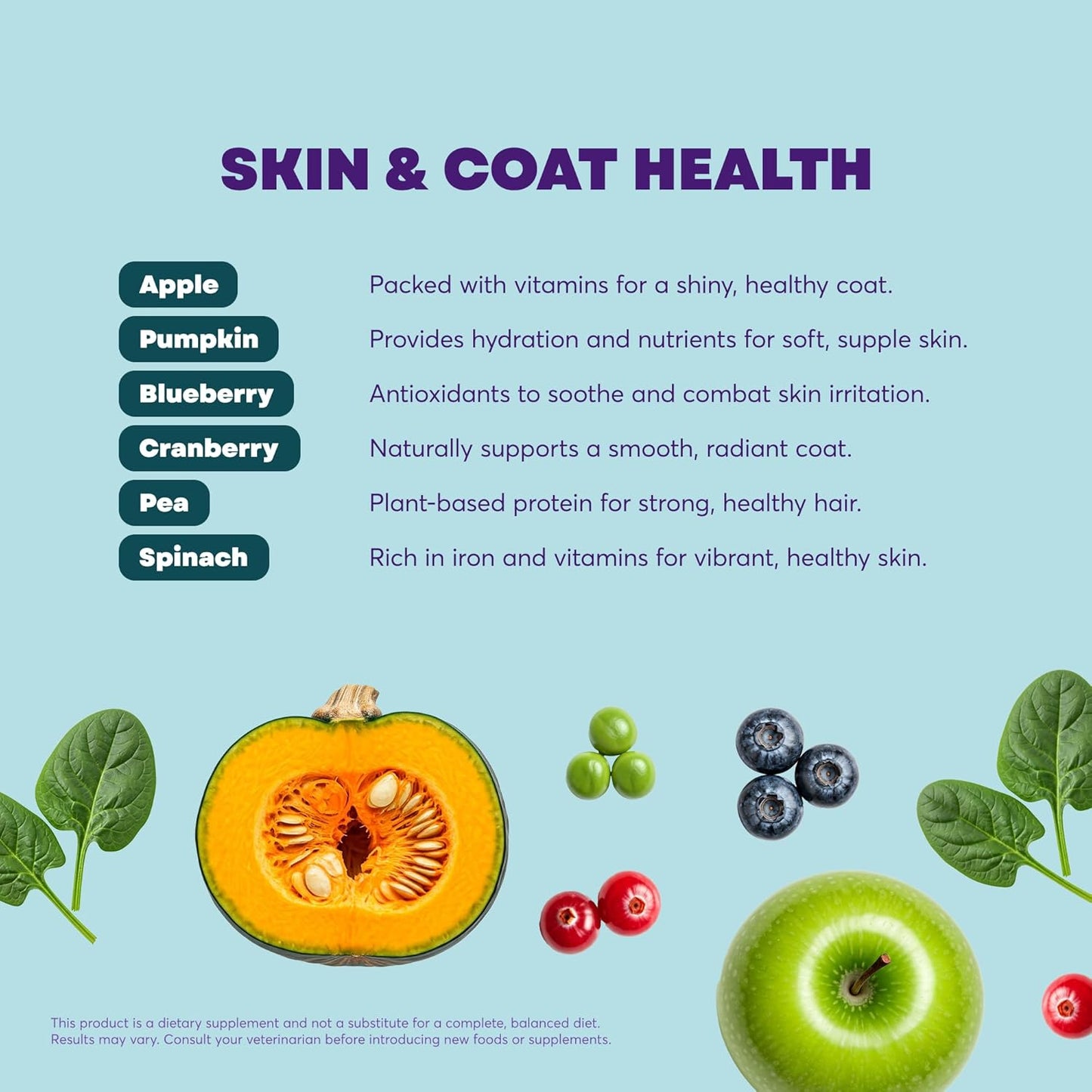 Natural Dog Skin and Coat Supplement - Dog Food Topper with Fruits & Vegetables - Freeze-Dried Meal Enhancer with Antioxidants, Vitamins & Nutrients - Easy-Mix Formula for All Breeds & Ages