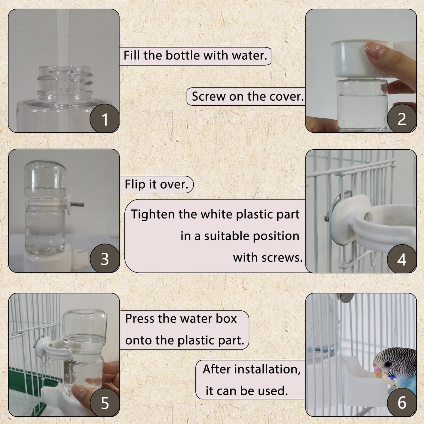 IBWell Automatic Bird Water Dispenser No Mess Parrot Feeder Automatic Bird Feeder Rabbit Watering System