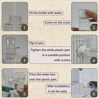 IBWell Automatic Bird Water Dispenser No Mess Parrot Feeder Automatic Bird Feeder Rabbit Watering System