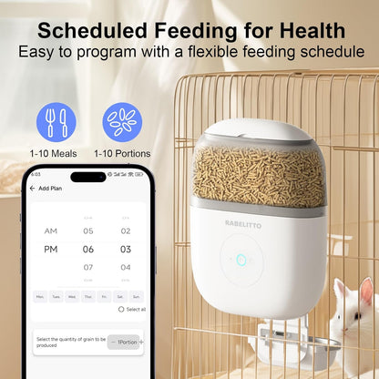 Hanging Automatic Rabbit Feeder with 1080P HD Camera,WiFi Smart APP Control 1-10 Meals A Day, 62oz Storage, Multiple Pet Cage Compatibility, Small Animal Food Dispenser for Bunny Chinchilla Guinea Pig