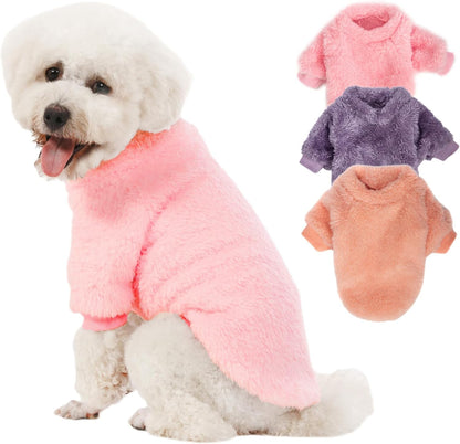Dog Sweater, 3 Pack Dog Sweaters for Small Dogs, Dog Clothes for Small Dogs Girl Boy, Ultra Soft and Warm Puppy Sweater Dog Coat for Winter Christmas (S, Pink+Purple+Peach)