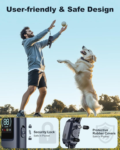 Jugbow Shock Collar for Dogs - 4200FT Training Collar with Remote Control, Beep/Shock/Vibration, Rechargeable Waterproof E-Collar for Small Medium Large Dogs (Dark Blue)