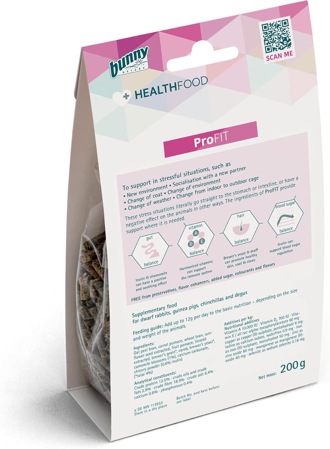 Bunny Nature Profit Supplement for Rabbits, Guinea Pigs, Chinchillas & Degus | Stress, Digestive & Immune Support | Promotes Healthy Coat, Vet Recommended | 6.4 oz