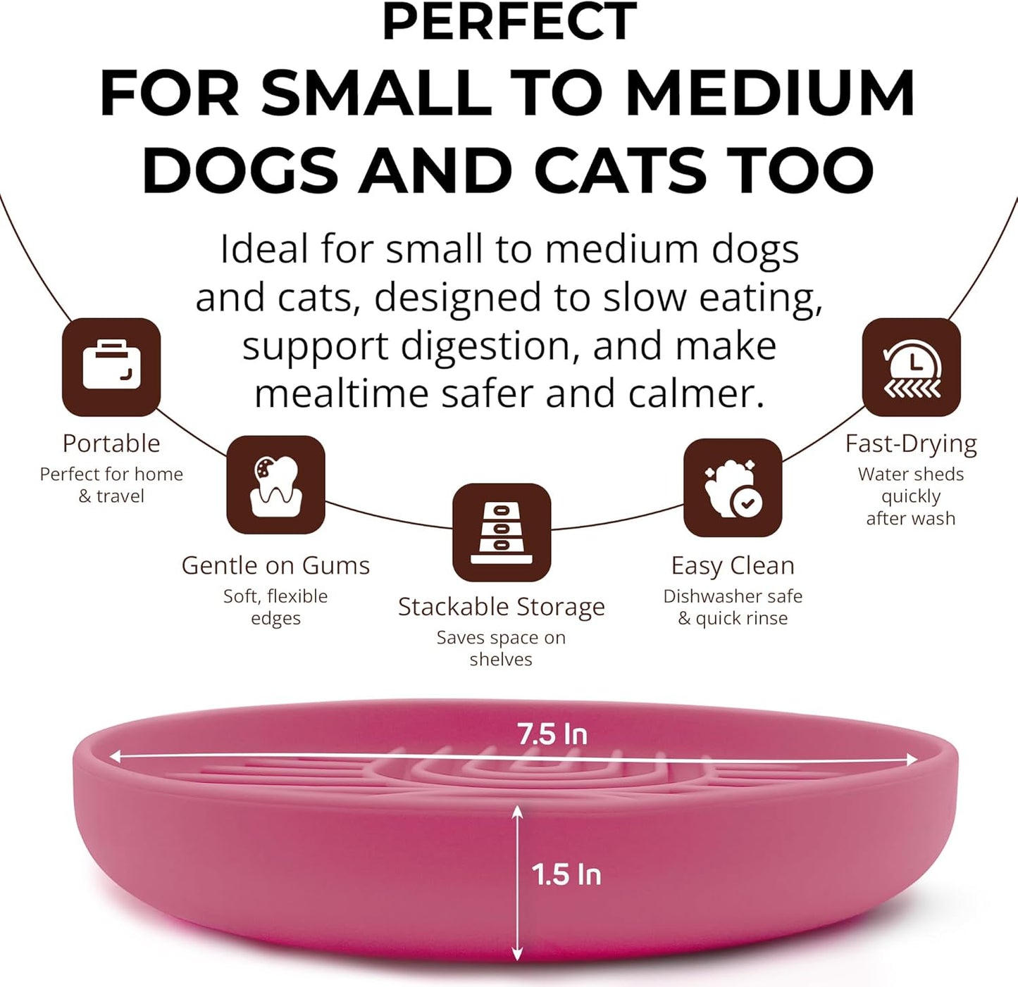 Slow Feeder Dog Bowls, Dishwasher Safe, Non-Slip Base, BPA-Free Slow Eating Dog Bowl (Blush, 2-Pack)