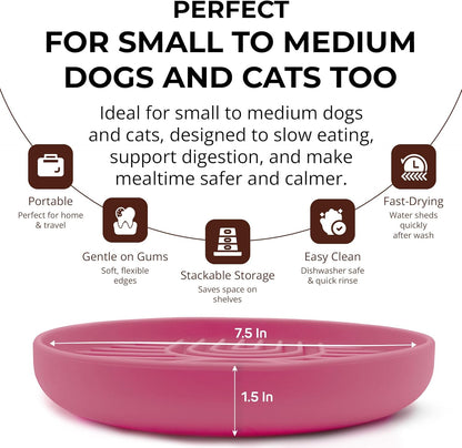 Slow Feeder Dog Bowls, Dishwasher Safe, Non-Slip Base, BPA-Free Slow Eating Dog Bowl (Blush, 2-Pack)