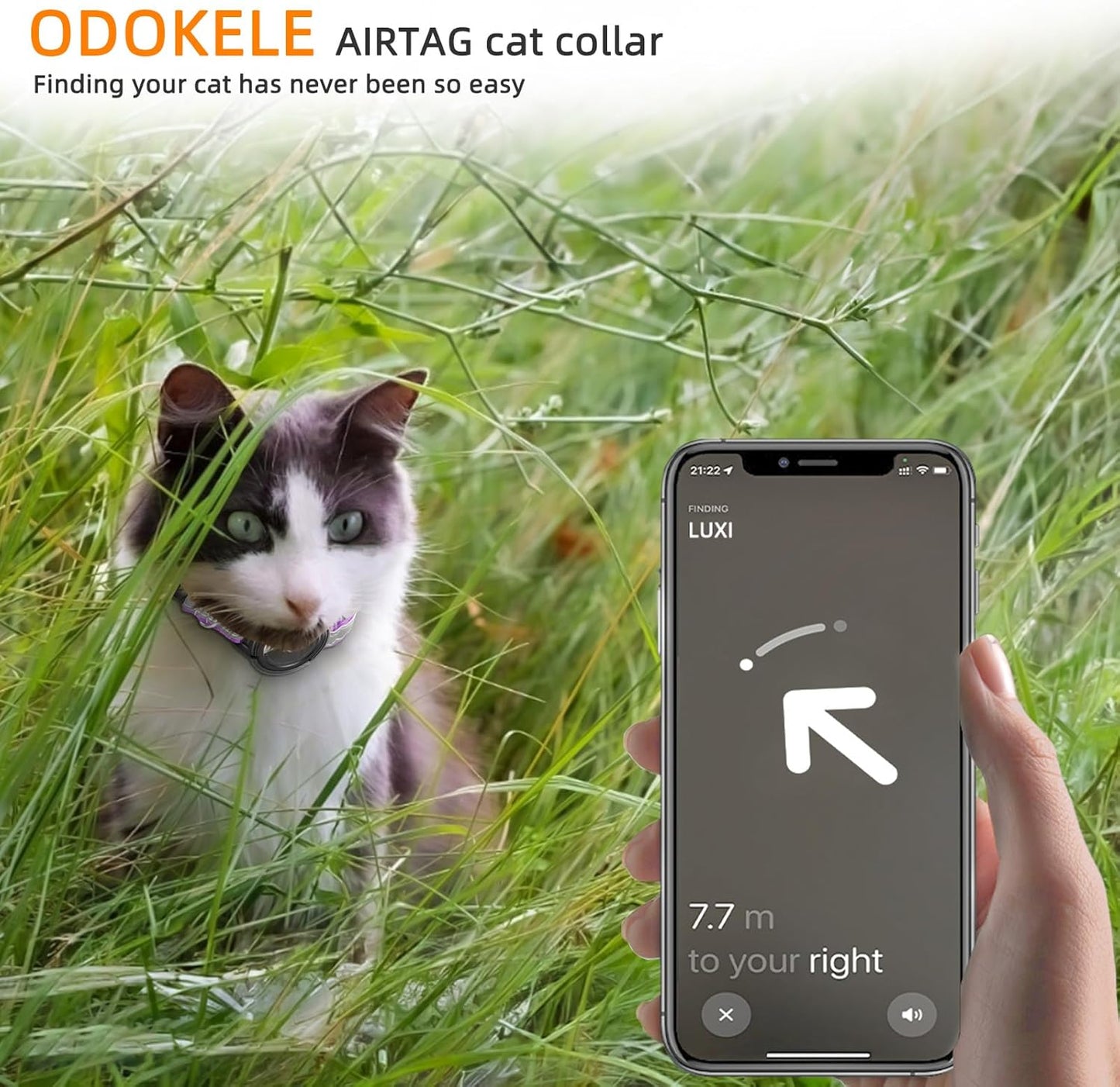 Airtag Cat Collar Breakaway, Odokele Reflective Cats Collars with Apple Air Tag Holder for Kitten, Cat GPS Tracker Adjustable Collars with Safety Quick Release Buckle for Kitties and Puppies, Black