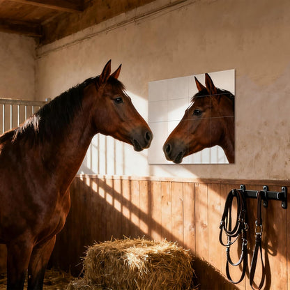 16 PCS Horse Mirror Sticker Soft Safe Non Glass Horse Toys for Horses to Play and Stable Barn Stall Toy Entertainment(6inch*6inch)