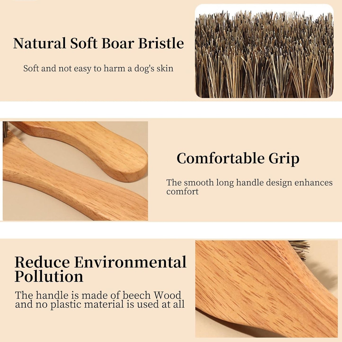 Soft Boar Bristle Dog Brush for Short Haired, Gentle Deshedding & Grooming Tool, Ideal Pet Hair Brush, Puppy Essentials for Grooming and Shedding, Small and Large