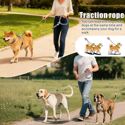 Idepet Dog Seat Belt for Car, 2 Pcs Stainless Steel Chew Proof Dog Seatbelt, 3 in 1 Dog Harness for Car Safety Seat Belt, Heavy Duty Pet Car Seat Belt for Medium & Large Dogs (Grey+Grey)