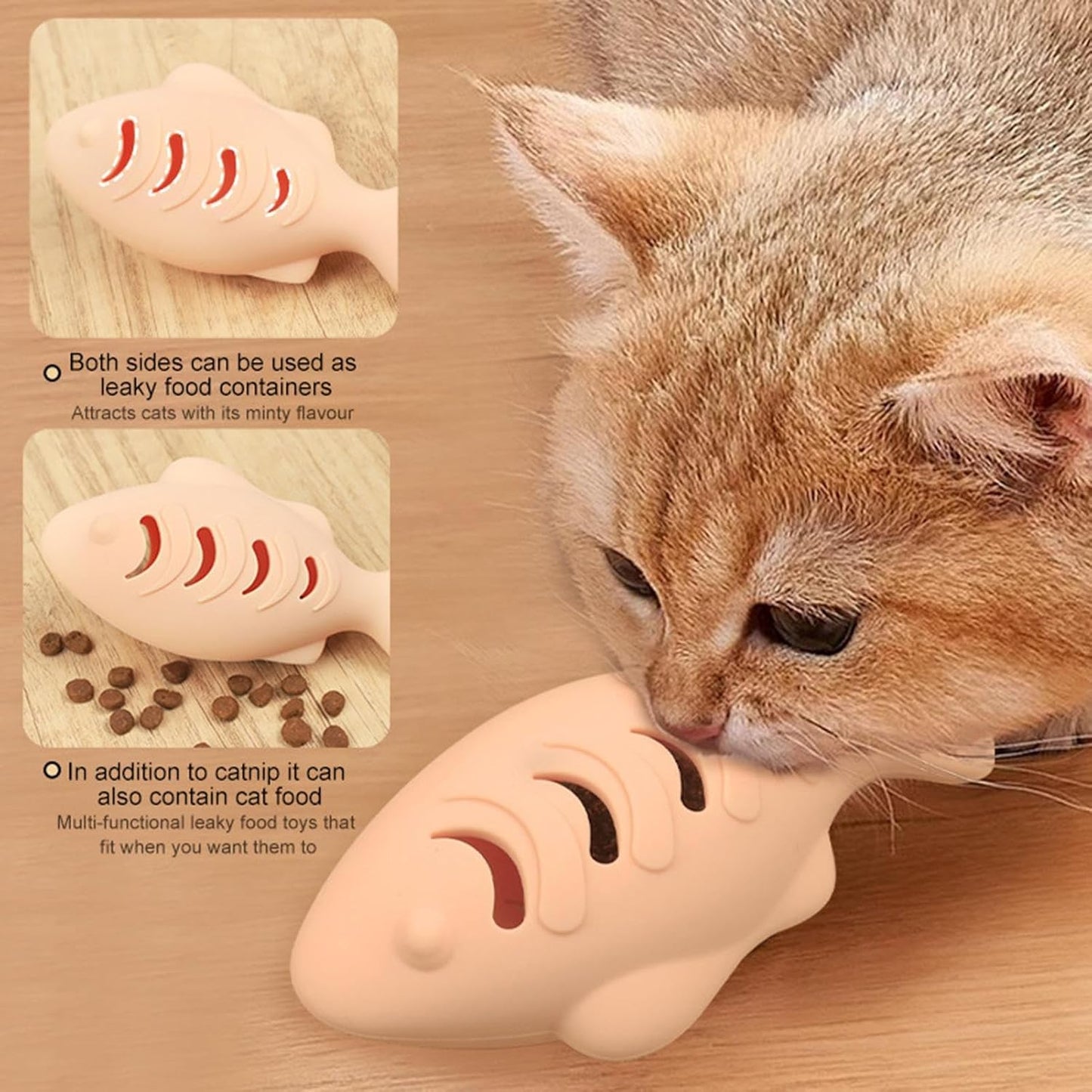 Fish Cat Toy – Silicone 118.6x57x47.2mm | Self Adjusting Aquatic Shaped Chewer, Catnip Scented Kitten Teaser, Interactive Bite Fun Pet Accessory | for Indoor Exercise Enrichment Training