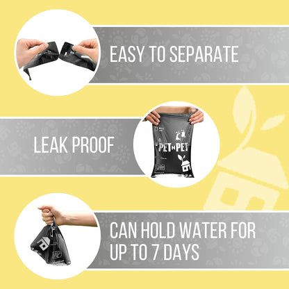 PET N PET Dog Poop Bag USDA Certified 38% Biobased Poop Bags 1080 Counts + 100% Plant Based Dog Wipes for Paws and Butt, 100 Counts Dog Pet Wipes, 8" x 8" Hypoallergenic Unscented Dog Wipes