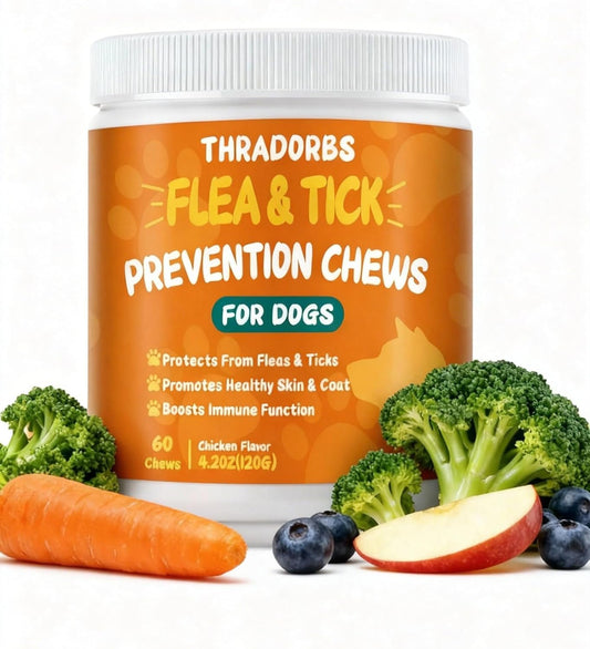Flea and Tick Prevention for Dogs Chewables, Computer,60 Chews, Natural Dog Flea and Tick Treatment Chewable Supplement for All Breeds & Ages, Pork Flavor
