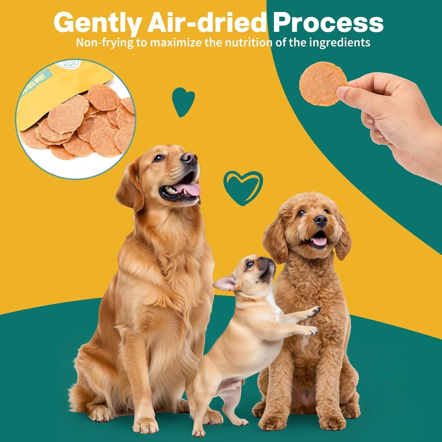 Dog Chicken Chips Treat - 12 oz, 100% Natural Ingredient Made in USA, High Protein Low Calorie Pet Training Chew Jerky Dried Food, Healthy Pet Supplies for Medium, Large Breeds & Puppy