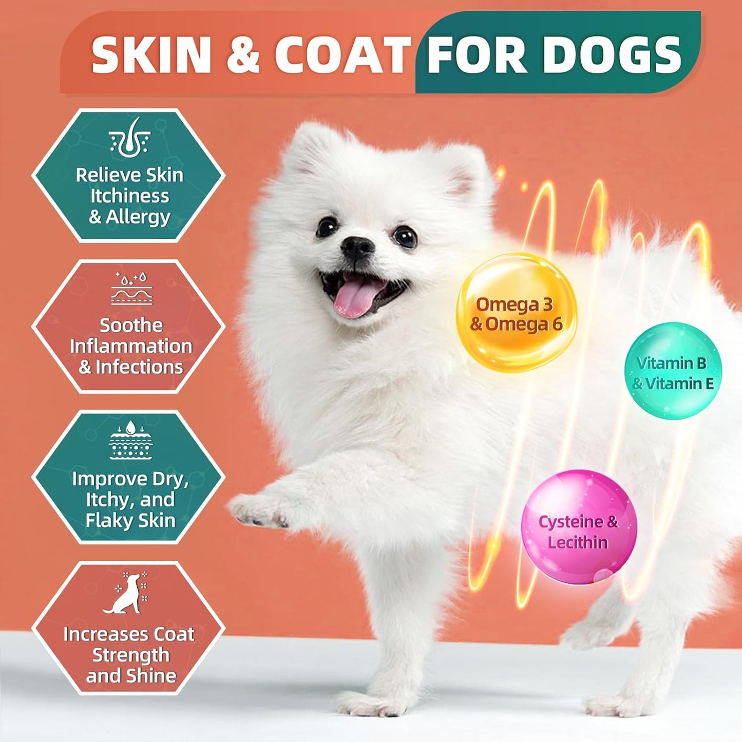 Dog Multivitamin, Dog Vitamins and Supplements, Multivitamin for Dogs with Glucosamine, Probiotics & Omega 3 for Joint, Digestive, Skin, Coat and Immune Health, Chicken Flavor - 180 Bites