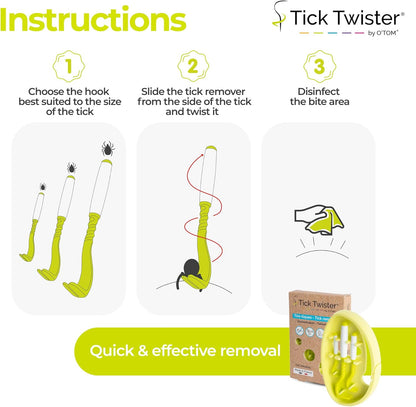 Tick Twister Tick Remover for Dogs and Human - Made in France - Tick Puller for Humans and Dogs - 3 Different Sizes - Dog Tick Removal Tool - Also for All Other Pets - Tick Nipper in