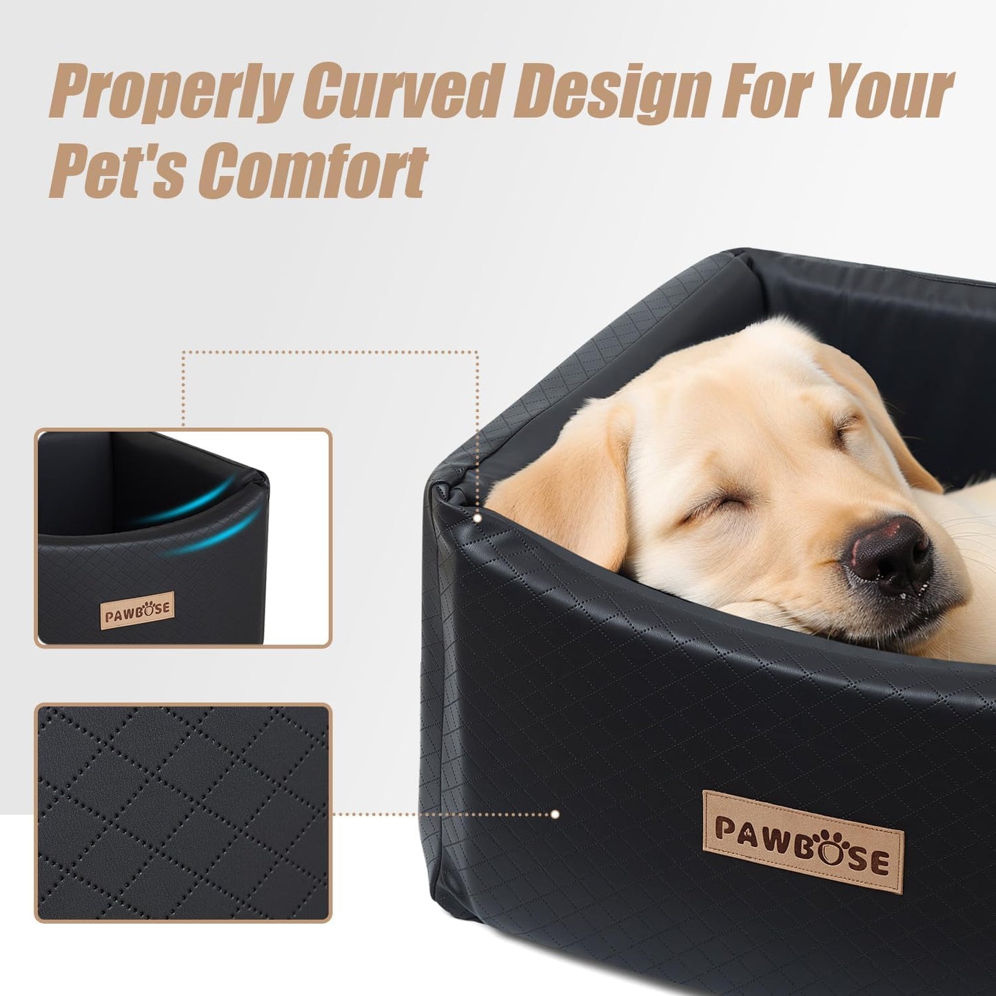 Large Leather Dog Car Seat, Cool and Refreshing Pet Booster Truck Bed with Dog Safety Belt, Waterproof Pet Travel Bed, Summer Elevated Pet Kennel, Easy Cleaning