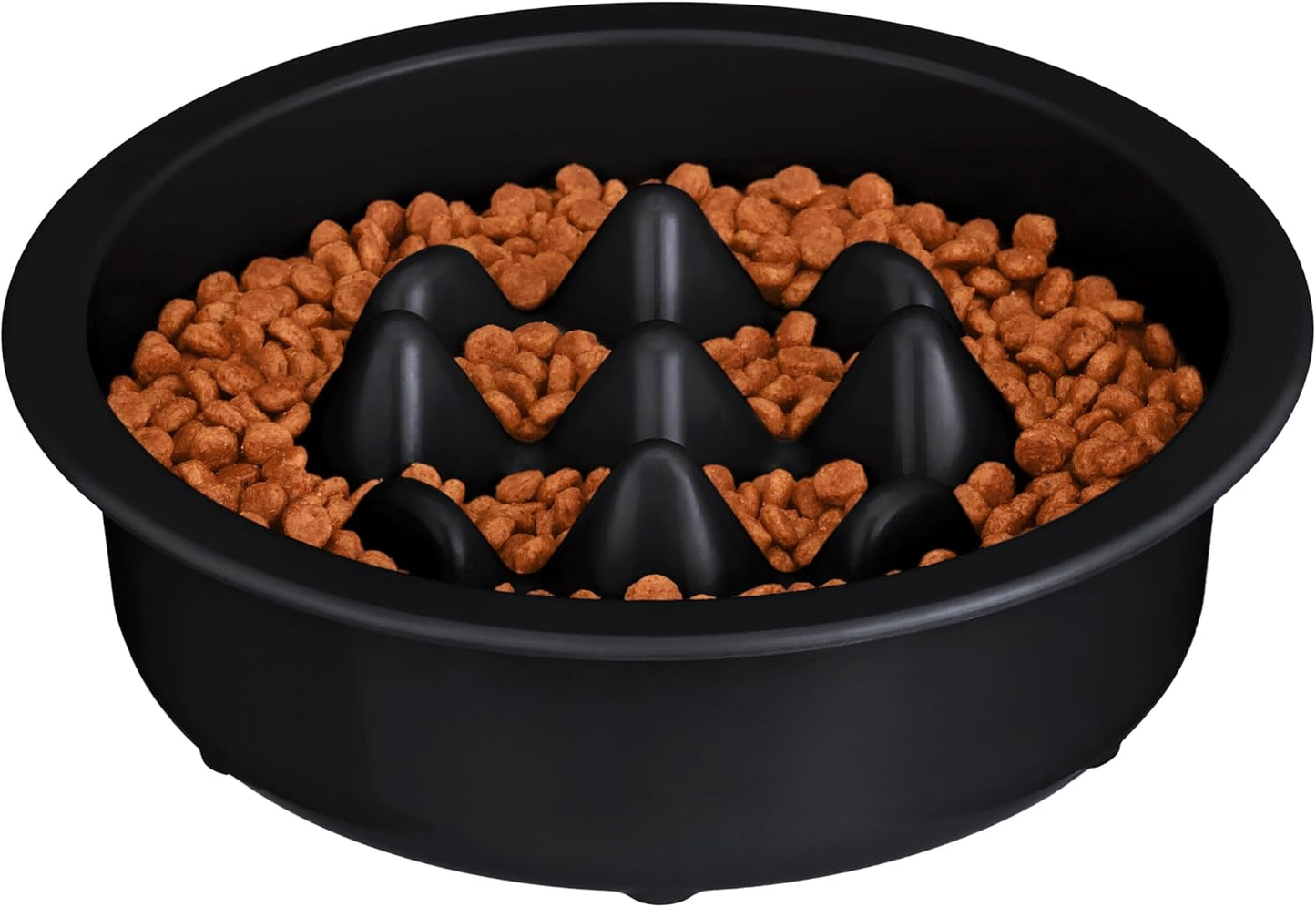The Niner Slow Feed Bowl - Raised Peaks Slow Down Pets Eating - Fits Elevated Feeders Including Neater Feeder Large Sizes - Gentle on Teeth and Gums - Holds up to 2 Cups (Black)