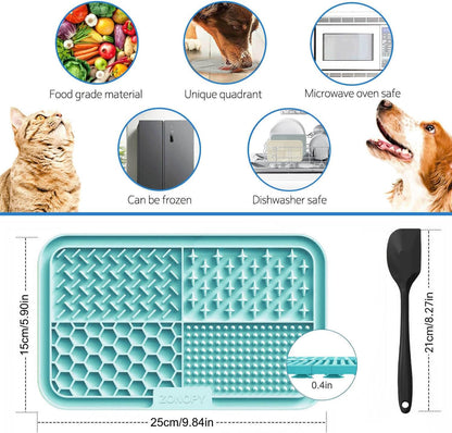 Licking Mat for Dogs & Cats with Suction Cups, 1 Pack Dog Slow Feeder Lick Pat for Anxiety Relief, Dog Toys Feeding Mat for Butter Yogurt Peanut, Pets Grooming Bathing Training Mat