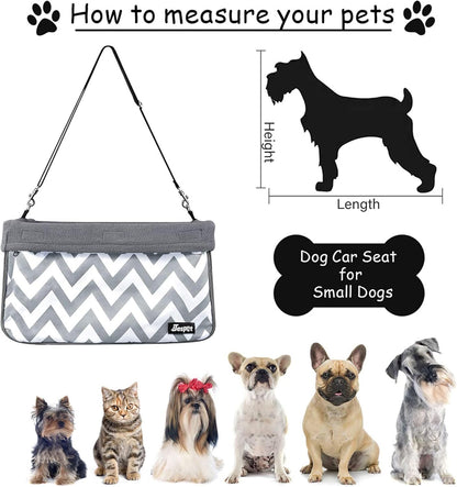 JESPET & GOOPAWS: Pet Safety Booster Car Seat - Grey Stripe -Small Dogs & Cats Up to 24lbs, Cozy Fleece Lined Bed, Collapsible Portable Travel Carrier