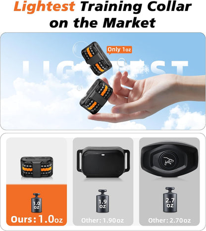 Tiniest Cat Shock Collar, Lightest Cat Training Collar with Remote for Small Cats 5-15lbs & Medium Large Cats/Puppies, Waterproof, Rechargeable, 1300ft Range（Orange）