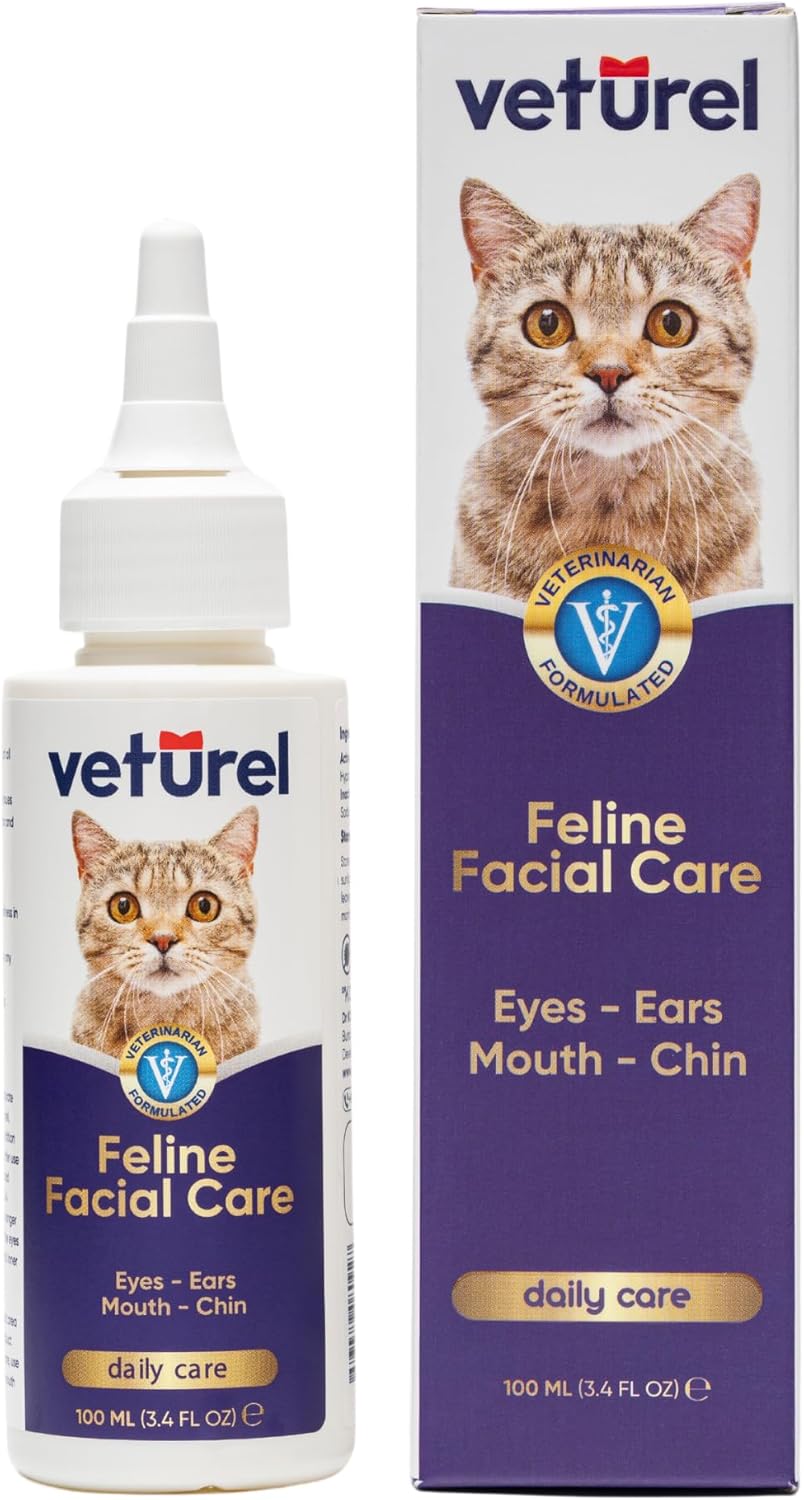 Natural Feline Facial Care - Cat Tear Stains Remover - Cat Acne - May Help with Cat Chin Acne - Cat Chin Blackheads - Gentle Ear and Eye Care - May Soothe Skin - 3.4 oz.