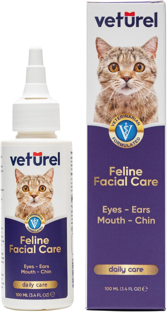 Natural Feline Facial Care - Cat Tear Stains Remover - Cat Acne - May Help with Cat Chin Acne - Cat Chin Blackheads - Gentle Ear and Eye Care - May Soothe Skin - 3.4 oz.