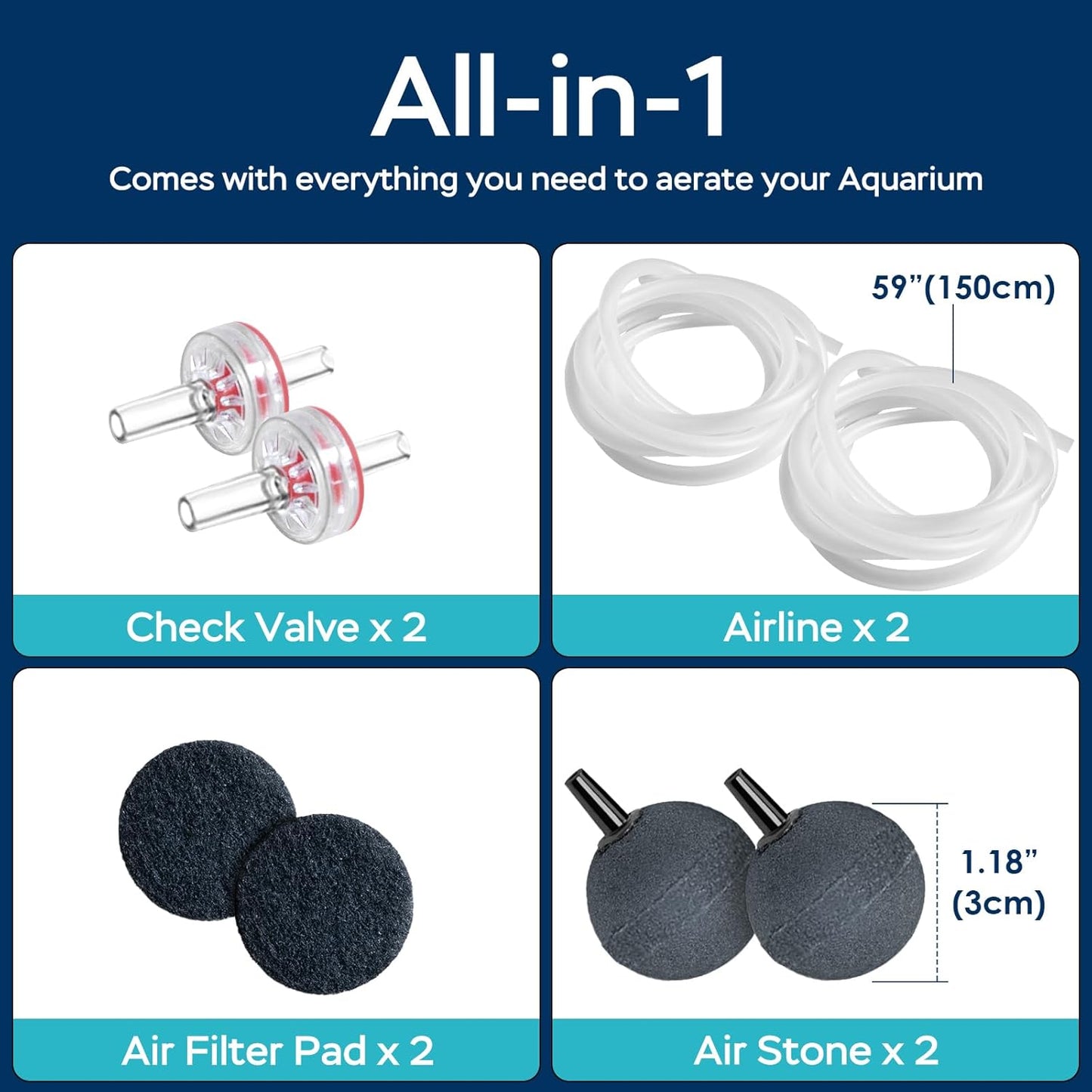 AquaMiracle Aquarium Air Pump Super Quiet Fish Tank Air Pump, 6W/10W 190GPH/317GPHAquarium Bubbler Hydroponics Air Pump Oxygen Pump Pond Aerator