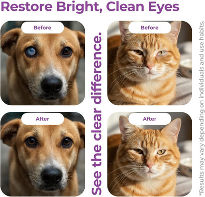Dog and Cat Eye Wash Cleaner Eye Drops for Dogs and Cats to Flush and Soothe Eye Irritations, Dog Tear Stain Cleaner, Safe for All Animals. 3.38 Ounces