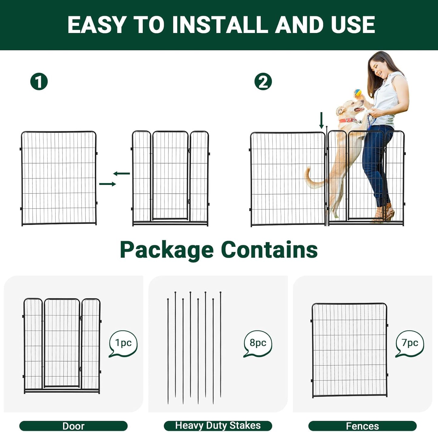 Upgraded 40" Heavy-Duty Metal Pet Playpen, 8 Panel Foldable Exercise Pen with Secure Door, Rustproof & Floor-Protective, Portable Indoor/Outdoor Small Animal & Puppy Fence