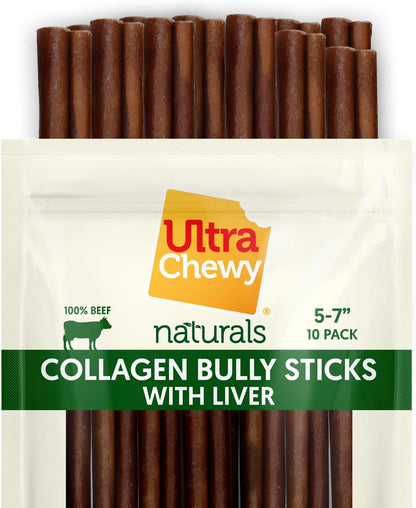 Ultra Chewy Collagen Sticks 5-7 inches (10 Pack) – Long Lasting Odor-Free, All-Natural Dog Chews – Rawhide & Bully Stick Alternative