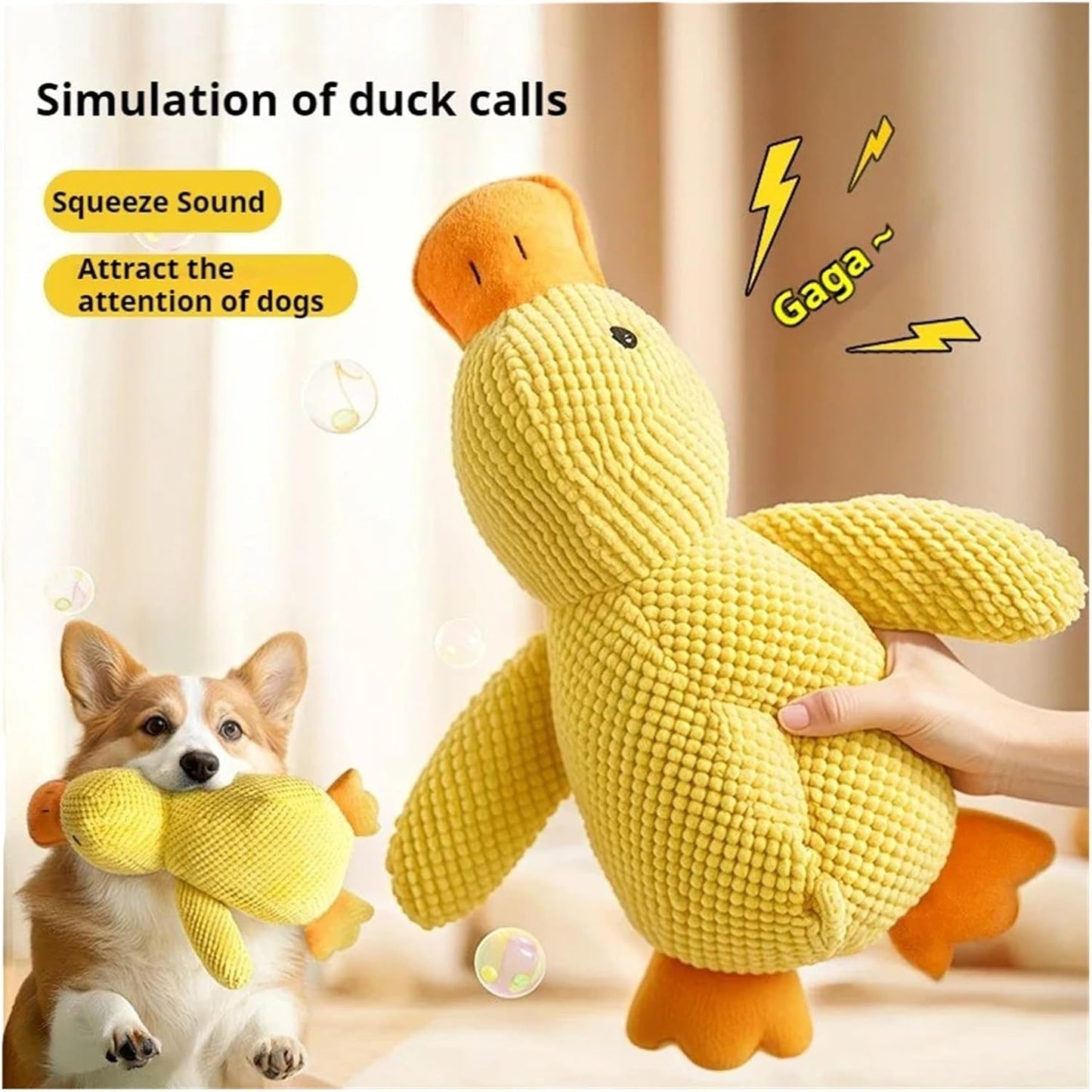 MUSM Dog Toy Plush Companion Sleeping Duck bite Teeth Grinding Sound relie(Medium Duck)