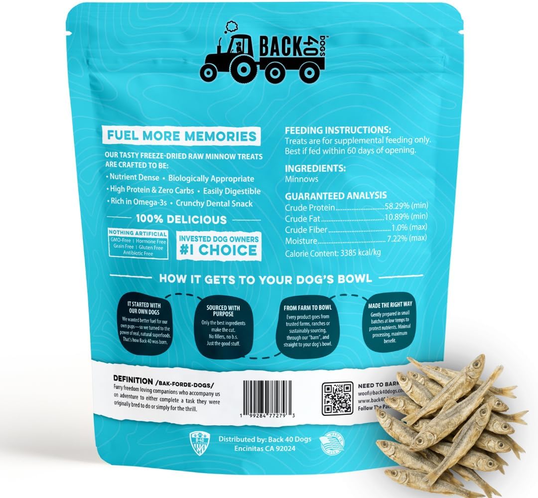 Premium Freeze Dried Minnows for Dogs & Cats - Single Ingredient Raw Dog Training Treats & Dog Food Topper - Made in USA - Gluten Free, Grain Free, High Protein, Rich in Omega-3s - (1.5oz)
