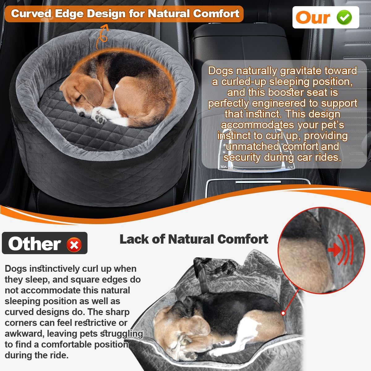 Dog Booster Car Seats for Small Medium Dogs, Fits Dogs Under 19", 28D High-Density Memory Foam with Waterproof Cover, Pet Travel Bed with Storage Pockets, Blanket, Dog Safety Belt, Black