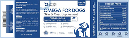 NATURE TARGET Omega 3 Fish Oil for Dogs, Salmon Oil for Dogs Skin and Coat with EPA & DHA Fatty Acids, Dog Itchy Skin Relief & Hot Spot Treatment, Reduce Shedding, Support Hip & Joint Health - 180 ct